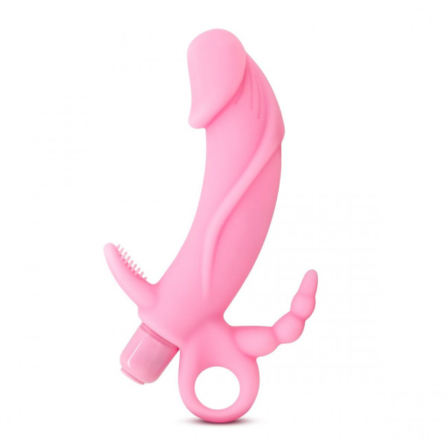Розовый вибратор с дополнительными отростками Luxe Venus - 17,1 см., Blush Novelties