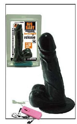 Черный виброфаллос с мошонкой на присоске и выносным пультом - 18 см., Sextoy 2011 Черный виброфаллос с мошонкой на присоске и выносным пультом - 18 см., Sextoy 2011