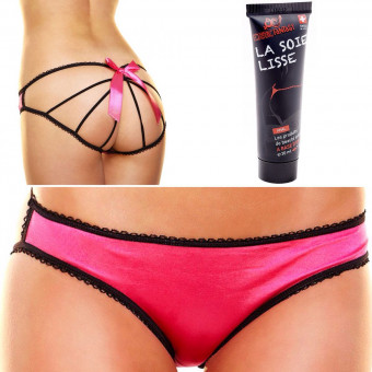 Smart Set №6: трусики с открытой попкой и водный анальный лубрикант, Hustler Lingerie