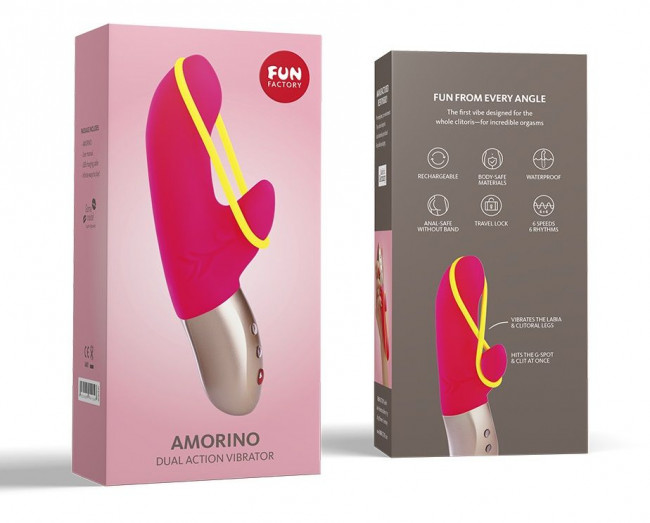 Ярко-розовый мини-вибратор Amorino с силиконовой петлёй - 17,7 см., Fun Factory Ярко-розовый мини-вибратор Amorino с силиконовой петлёй - 17,7 см., Fun Factory