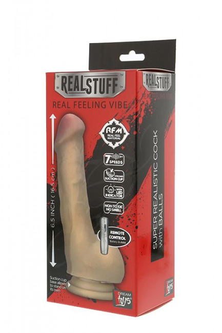 Реалистичны вибромассажёр на присоске REALSTUFF 6.5INCH VIBRATOR III - 16,5 см., Dream Toys