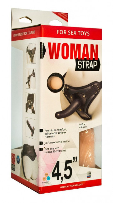 Женский страпон с вагинальной пробкой Woman Strap - 12 см., LOVETOY (А-Полимер)