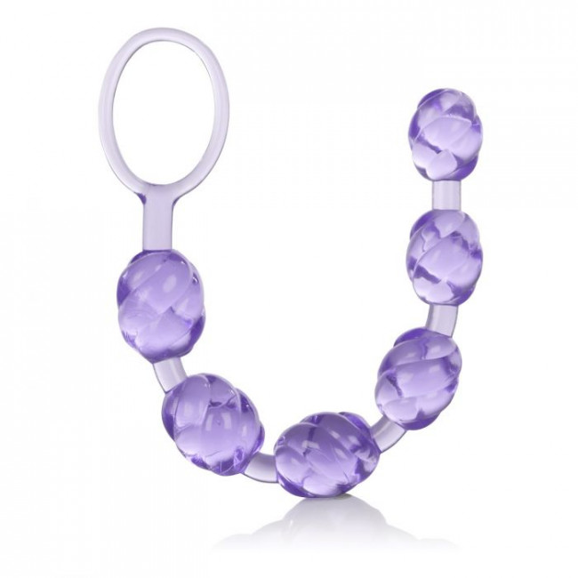 Фиолетовая анальная цепочка Swirl Pleasure Beads - 20 см., California Exotic Novelties