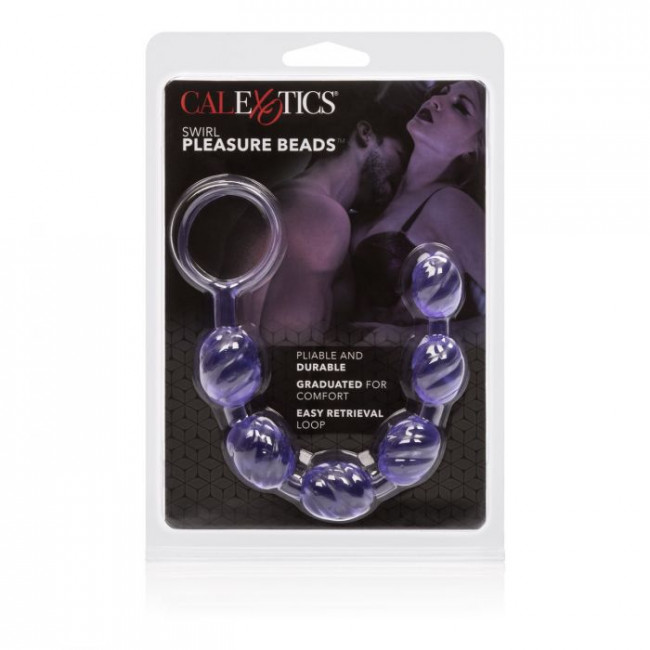 Фиолетовая анальная цепочка Swirl Pleasure Beads - 20 см., California Exotic Novelties