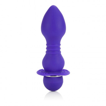 Фиолетовая анальная пробка Booty Call Player с вибрацией - 14 см., California Exotic Novelties