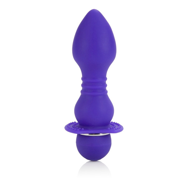 Фиолетовая анальная пробка Booty Call Player с вибрацией - 14 см., California Exotic Novelties