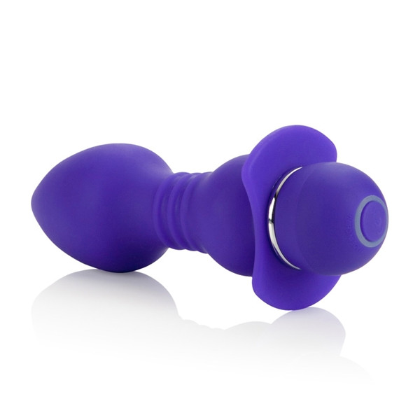 Фиолетовая анальная пробка Booty Call Player с вибрацией - 14 см., California Exotic Novelties