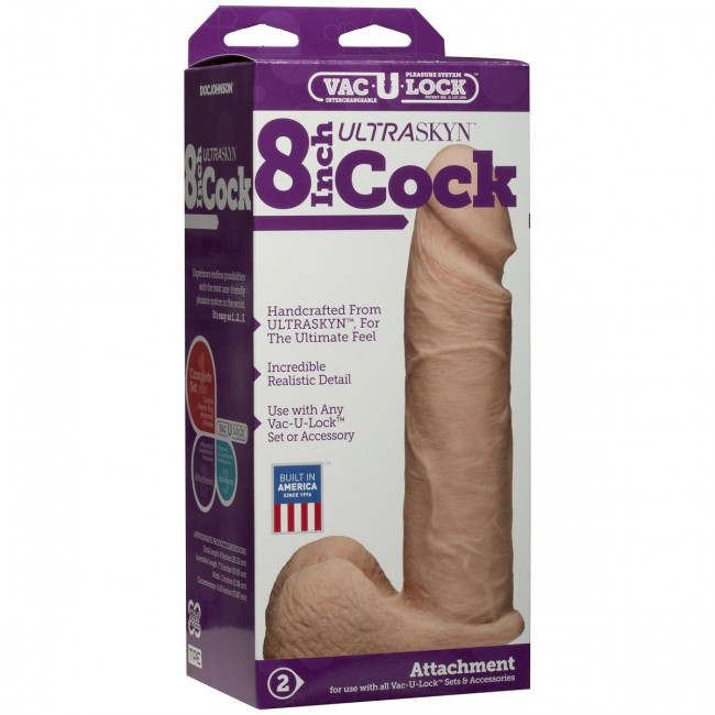 Ультрареалистичная насадка для трусиков Vac-U-Lock 8" ULTRASKYN Cock - 20,57 см., Doc Johnson
