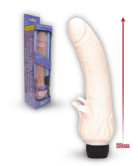 Телесный вибратор с клиторальным лепестком JELLY CLITTERIFIC VIBRATOR - 22 см., Distra