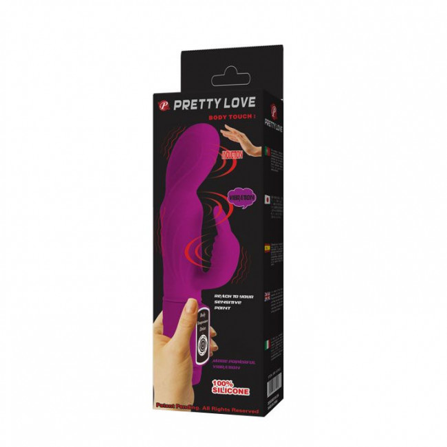 Лиловый вибратор с клиторальной стимуляцией Body Touch - 22,5 см., Baile