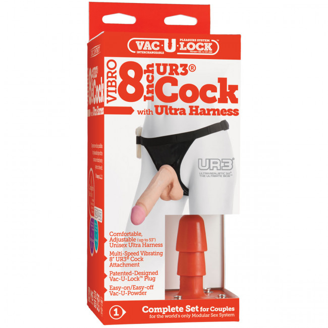 Страпон с вибрацией Vac-U-Lock Set Vibro 8" ULTRASKYN Ultra Harness - 21 см., Doc Johnson Страпон с вибрацией Vac-U-Lock Set Vibro 8" ULTRASKYN Ultra Harness - 21 см., Doc Johnson