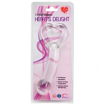 Стеклянный фаллос с ручкой-сердечком TLC CyberGlass Heart’s Delight - 17 см., Topco Sales