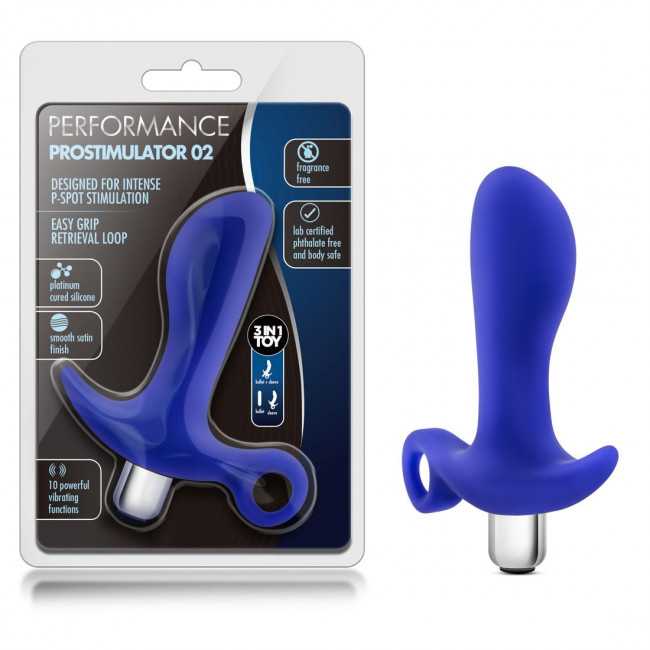 Синий стимулятор простаты с ручкой-кольцом Performance Prostimulator 02, Blush Novelties Синий стимулятор простаты с ручкой-кольцом Performance Prostimulator 02, Blush Novelties