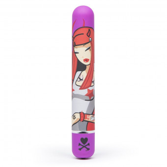Фиолетовый вибратор с принтом CLASSIC VIBRATOR PURPLE DEVIL WOMAN - 18,4 см., Tokidoki