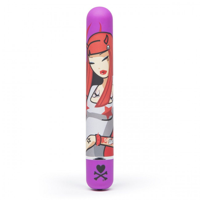 Фиолетовый вибратор с принтом CLASSIC VIBRATOR PURPLE DEVIL WOMAN - 18,4 см., Tokidoki