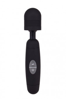 Черный жезловый вибратор POWER TIP MASSAGE WAND - 24 см.