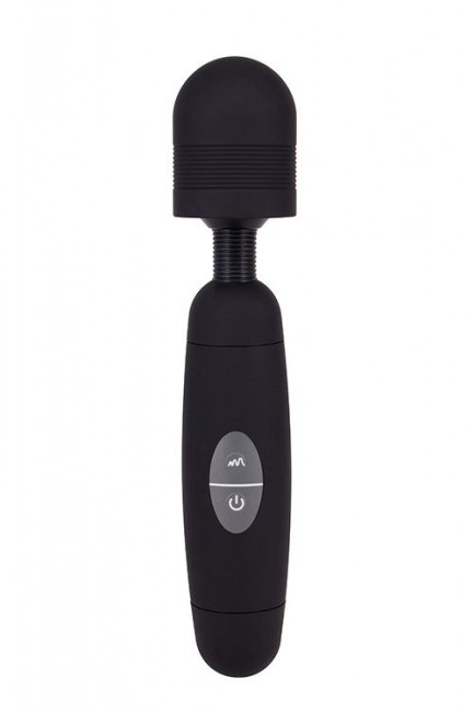 Черный жезловый вибратор POWER TIP MASSAGE WAND - 24 см.