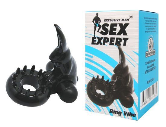 Эрекционное виброкольцо Sex Expert черного цвета, Bior toys