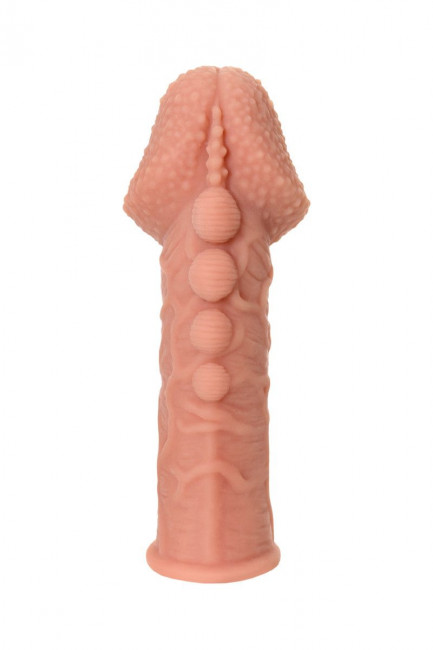 Насадка на фаллос с пузыриками, венками и ребристостью Extreme Sleeve 009 M-size - 14,7 см., KOKOS Насадка на фаллос с пузыриками, венками и ребристостью Extreme Sleeve 009 M-size - 14,7 см., KOKOS