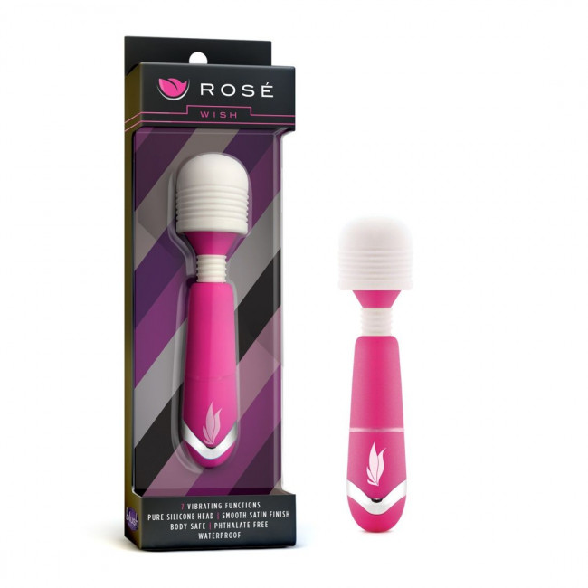 Розовый мини-вибратор с белой головкой на гнущейся шее Rose Wish, Blush Novelties