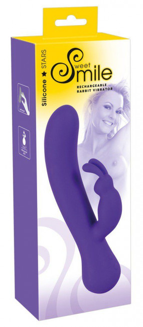 Фиолетовый вибратор с клиторальным стимулятором Rechargeable Rabbit - 20,7 см., Orion