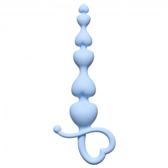 Голубая анальная цепочка Begginers Beads - 18 см., Lola toys