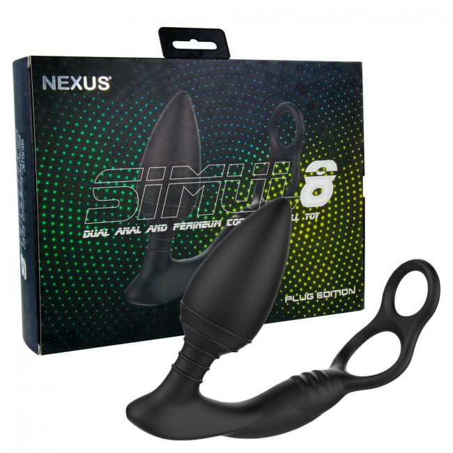 Черная анальная пробка NEXUS SIMUL8 Plug Edition с фиксацией на теле кольцами, Nexus Range