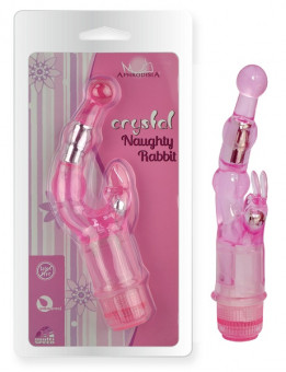 Розовый вибростимулятор Crystal Naughty Rabbit - 20 см., Howells