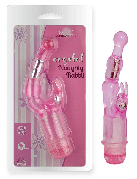 Розовый вибростимулятор Crystal Naughty Rabbit - 20 см., Howells Розовый вибростимулятор Crystal Naughty Rabbit - 20 см., Howells