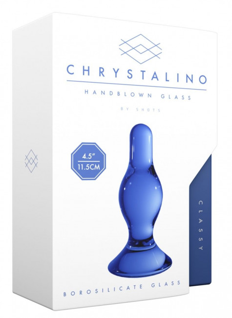 Синяя стеклянная анальная пробка Classy - 11,5 см., Shots Media BV Синяя стеклянная анальная пробка Classy - 11,5 см., Shots Media BV