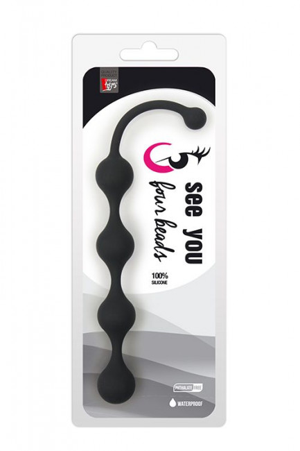 Чёрная анальная цепочка SEE YOU FOUR BEADS ANAL - 24 см., Dream Toys Чёрная анальная цепочка SEE YOU FOUR BEADS ANAL - 24 см., Dream Toys