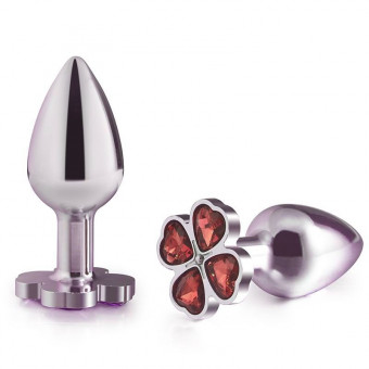 Серебристая пробка с цветком из красных сердечек - 7 см., 4sexdreaM
