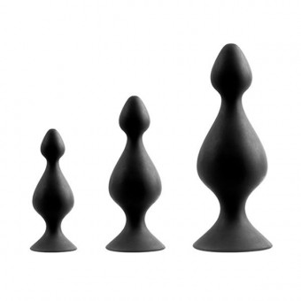 Набор из 3 чёрных анальных силиконовых втулок MENZSTUFF 3-PIECE ANAL PAWN SET, Dream Toys