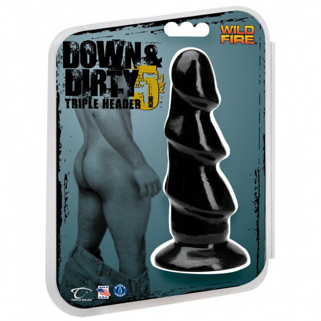 Чёрный анальный стимулятор Triple Header - 15 см., Topco Sales