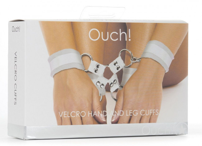 Белый комплект оков Velcro hand and leg cuffs, Shots Media BV Белый комплект оков Velcro hand and leg cuffs, Shots Media BV