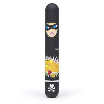 Чёрный вибратор CLASSIC VIBRATOR BLACK ROBBER WOMAN - 18,4 см., Tokidoki