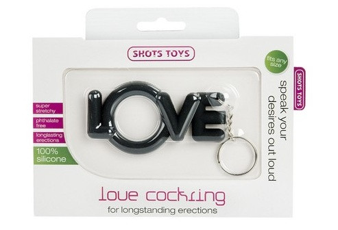 Чёрное эрекционное кольцо-брелок Love Cocking , Shots Media BV