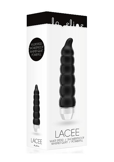 Чёрный фигурный вибратор Lacee с тонким кончиком - 15,5 см., Shots Media BV