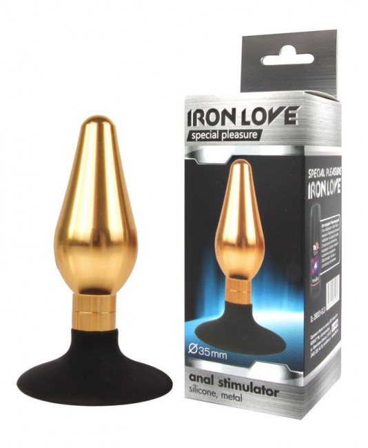 Золотисто-черная конусовидная анальная пробка - 10 см., Bior toys