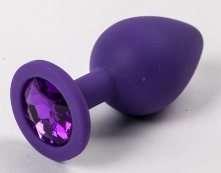 Большая фиолетовая силиконовая пробка с фиолетовым кристаллом - 9,5 см., 4sexdreaM