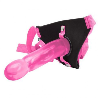 Розовый страпон Climax Strap-on Pink Ice Dong & Harness set - 17,8 см., Topco Sales