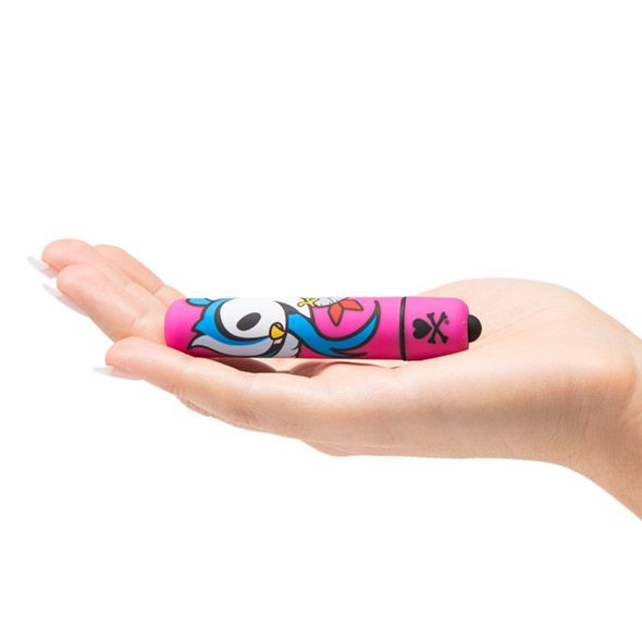 Розовая вибропуля с птичкой MINI BULLET VIBRATOR PINK PERCH, Tokidoki