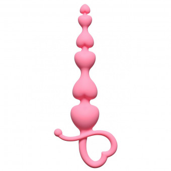 Розовая анальная цепочка Begginers Beads - 18 см., Lola toys