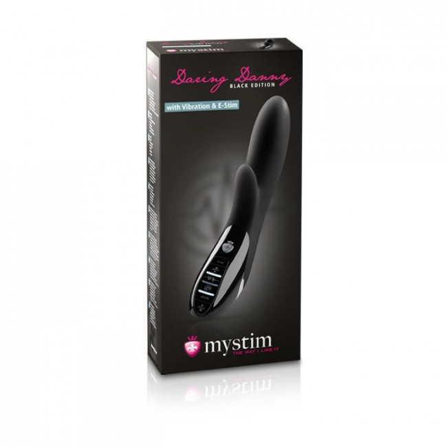 Чёрный вибромассажер c электростимуляцией Daring Danny Black Edition - 27 см., MyStim