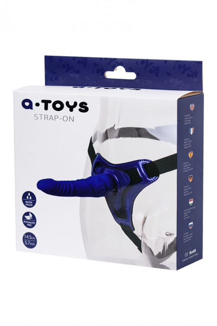 Фиолетовый силиконовый страпон - 14,5 см., A-toys Фиолетовый силиконовый страпон - 14,5 см., A-toys