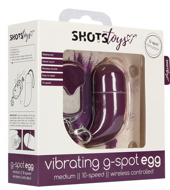 Фиолетовое виброяйцо Medium Wireless Vibrating G-Spot Egg с пультом - 7,5 см.