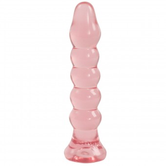Анальная елочка из розового геля Crystal Jellies Anal Plug Bumps - 15,2 см., Doc Johnson