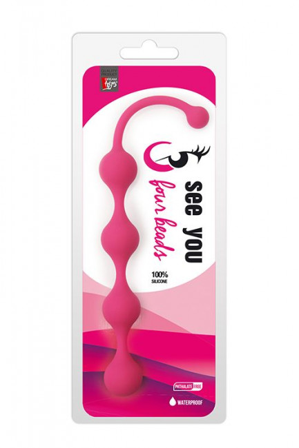 Розовая анальная цепочка SEE YOU FOUR BEADS ANAL - 24 см., Dream Toys Розовая анальная цепочка SEE YOU FOUR BEADS ANAL - 24 см., Dream Toys