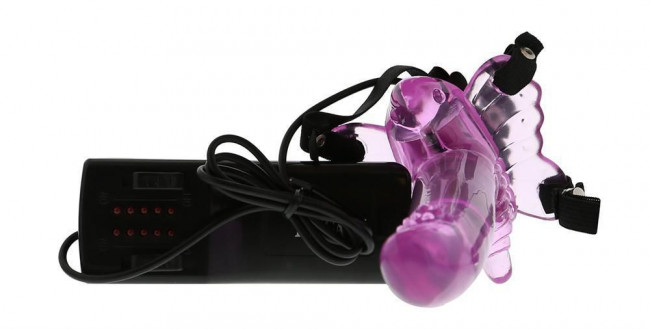 Стимулятор клитора на ремне с вибропробкой G-spot BUTTERFLY MASSAGER STRAP ON, Seven Creations