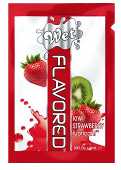 Лубрикант Wet Flavored Kiwi Strawberry с ароматом киви и клубники - 3 мл., Wet International Inc.